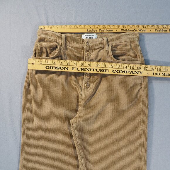 Reformation Corduroy Pants Womens 29 Tan Cynthia High Rise Button Fly Academia - Picture 4 of 12